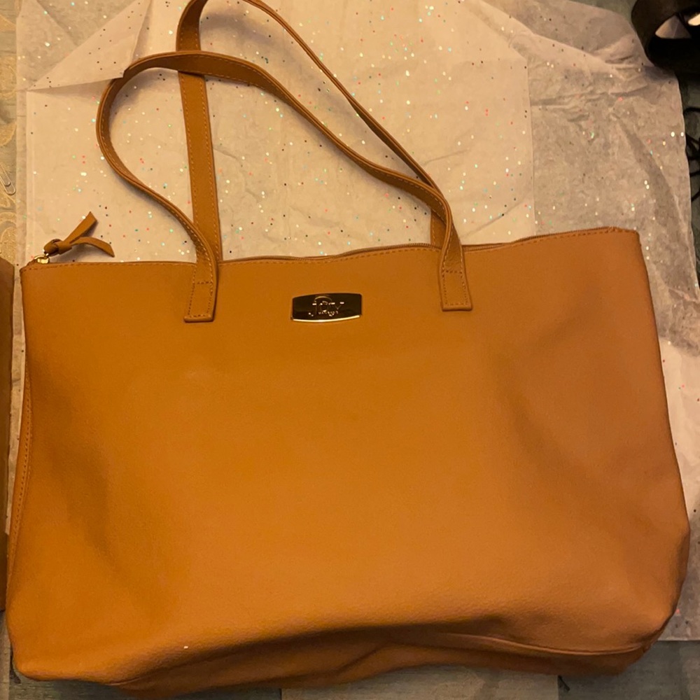 Joy Mangano Designer Leather Tote - Tan